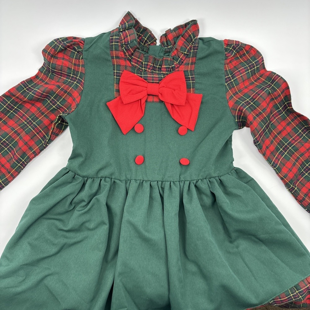 Girl's Holiday Jumper Vintage Look Red Tartan Plaid Size 7